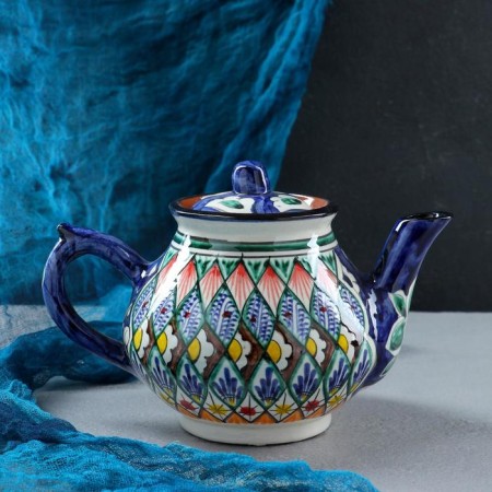 Rishtan ceramics "Flowers", 700 ml, blue mix-4