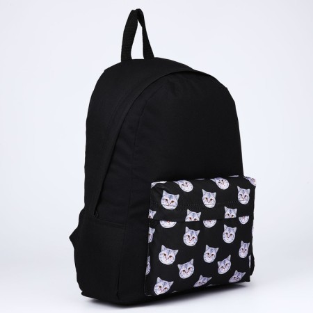 School textile "cats", with a pocket, black color-2