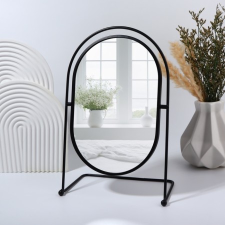 The mirror of the desktop "oval", the mirror surface is 17.5 × 26.5 cm, the color is black-2