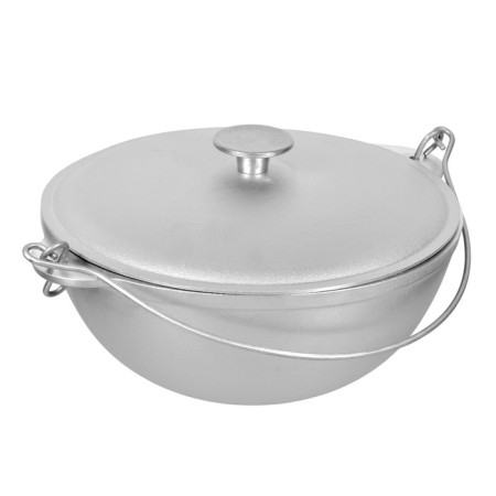 Kazan aluminum cast boyscout, with a lid and an arc, 4 l, Asian bowl, a flat bottom-2