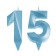 Candle in the cake anniversary "line" (set 2 in 1), number 15 /51, blue metallic, 6.5 cm