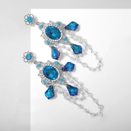 Hanging earrings "Mirror" magical, the color is blue-white in silver-3