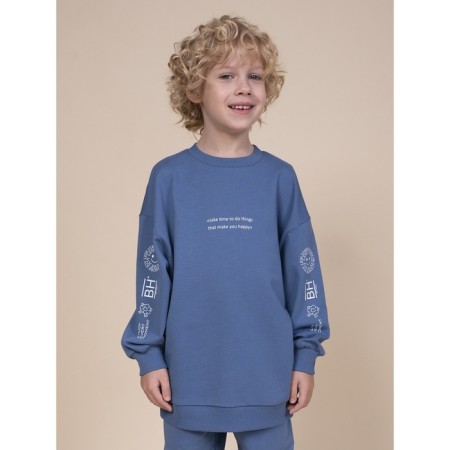 Sweatshirt for boys, height 116 cm, jeans color