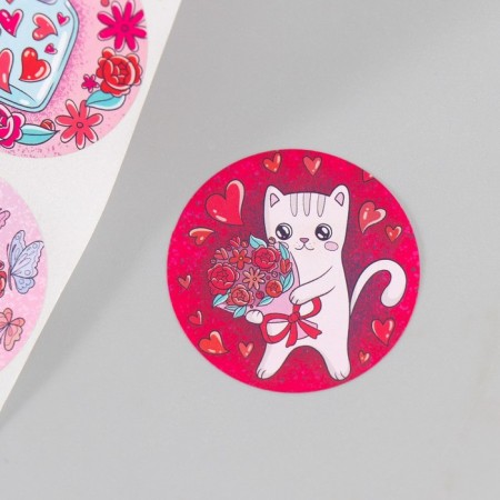 Stick Paper "Cat and Love" d = 3.8 cm 252 pcs in the roll-2