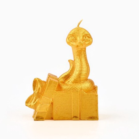 New Year's candle "Snake with a gift", for the New Year, gold 77 x 61 x 35-3