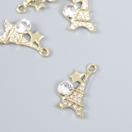 Decor for creativity metal, rhinestones "Eiffel Tower with a star" Gold 2.3x1.3 cm