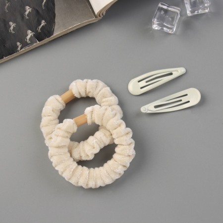 Hair set "Gloria Tenderness" (2 gum 5.5 cm, 2 invisibility 5 cm) milk-2