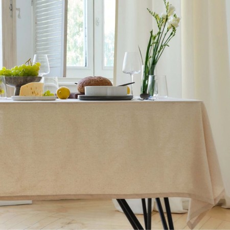 Ethel tablecloth ECO, Milk color, 136x220/+-6 cm, 70% HL, 30% flax, 190 g/m2