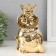 Pigger Ceramics "Eagle owl in the crown and mantle" gold 12x12x18.5 cm