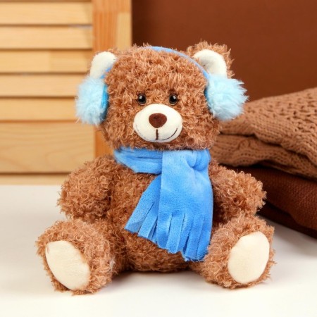 Soft toy "Bear", winter, 16 cm, brown color-1