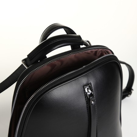 City backpack of artificial leather with lightning, black color-5