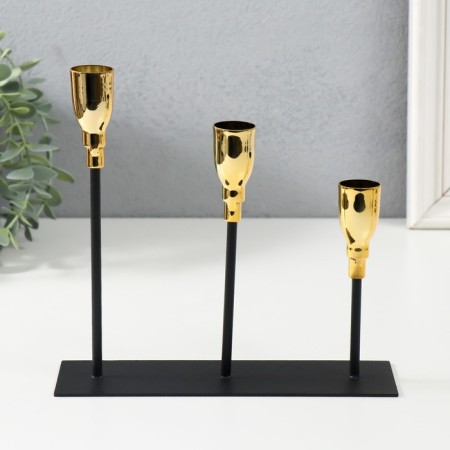 Summary Metal for 3 candles "Achilles" black with gold 20x6x18 cm-1