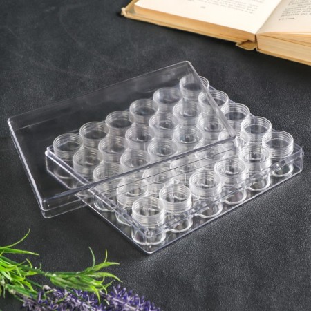 Casket Plastic for little things "Circle" Transparent set 30V1 2.9x2.5x2.5 cm 3.5x13.5x16 cm-1