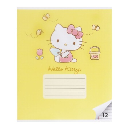 Notebook 12 sheets in the Hello Kitty+Kuromi cage, cardboard cover, additional PVC cover, block 60 g/m2, mix-4