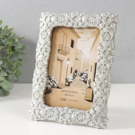 Polystone photo frame 10x15 cm "Duchess" silver 14.7x1.8x19.5 cm-1