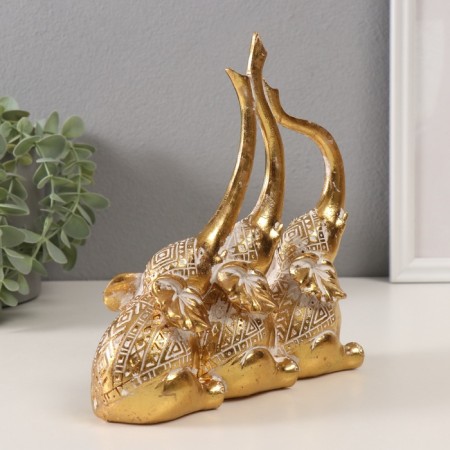 Polystone souvenir "Three elephants. Indian patterns" gold 18.3x6.7x20 cm-1