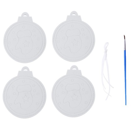 Christmas tree decoration for painting "mittens" 4 pcs, brush-1