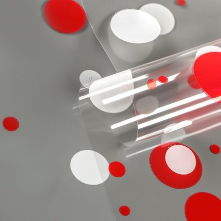 Film for flowers "confetti" red+white 0.7 x 8.2 m, 40 mkm-1