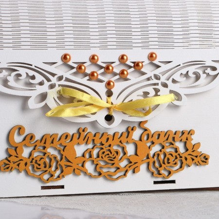 Wedding bank 25.5x16x19 cm, white with gold, not assembled-2
