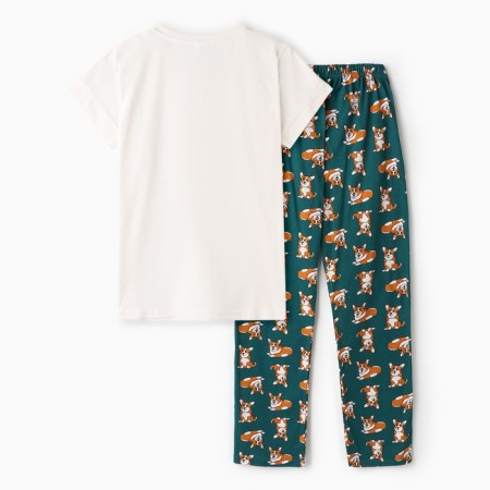Home female "Corgi" (T -shirt/pants), white/green color, size 52-12