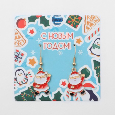 New Year! Earrings "New Year" cheerful snowman, colored in gold-3