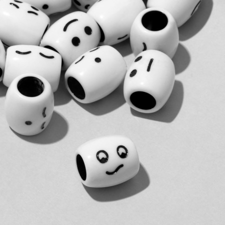 Acrylic bead "Emotions" Spear, 1 × 1 × 1 cm, set 10 g, color black and white-1