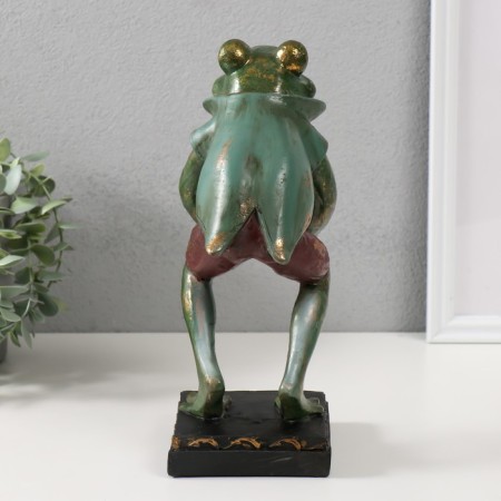 Polystone candlestick "Frog with crown" 14.5x12.5x26 cm-2