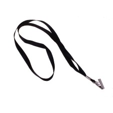 Badge tape, width-9 mm, length-80 cm, with a metal clothespin, black