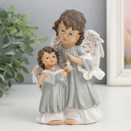 Polystone souvenir "Angels in gray robes, with a book and a candle" Squeezes 6.5x9.5x15 cm