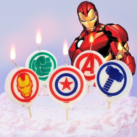 Candle for the cake "Happy Birthday!", 5 pieces, Avengers-2