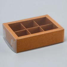 Box for 6 sweets, 13.7 x 9.85 x 3.85 cm. Confectionery packaging