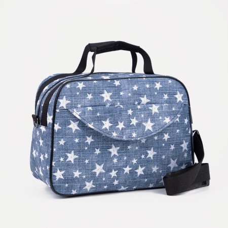 Road bag with lightning, outer pocket, long belt, blue color