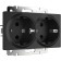 Double socket with grounding WL08-SKG-02-IP20, black matte color