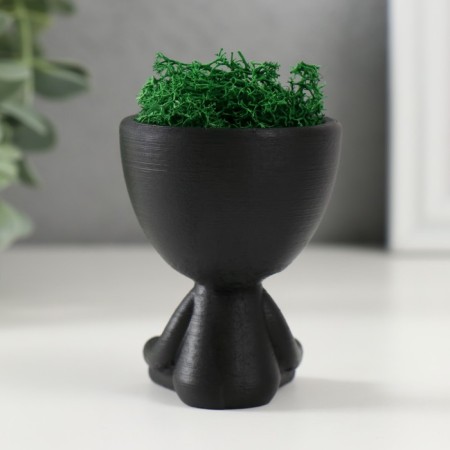 Kashpo concrete mini "Mr. Green Yog" with moss black 5.3x6x7 cm (moss green stabilizer.)-2