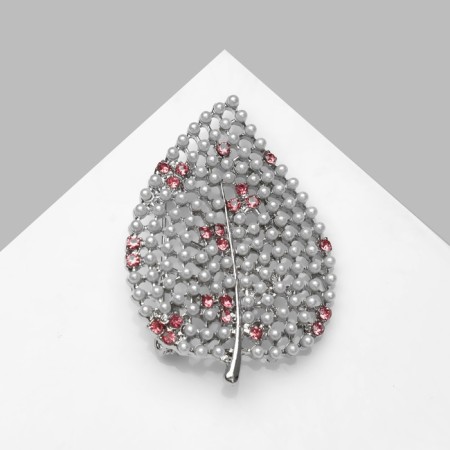 Brooch "Liszt" Pearl side, white-pink color in silver