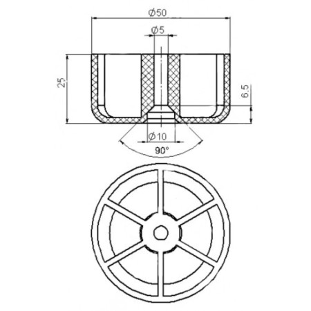 Tundra support for screws No. 3, n = 25 mm, black-2