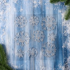Silver snowflake sticker (set 9 pcs) 18.5x18.5 cm