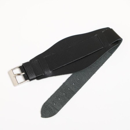 Watch strap, male, 18 mm, length 26 cm, genuine leather, black