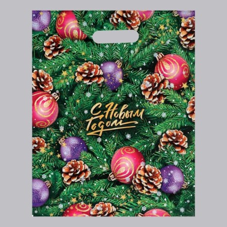 Super Christmas tree package, polyethylene with a cut pen, 47x38 cm, 60 μm