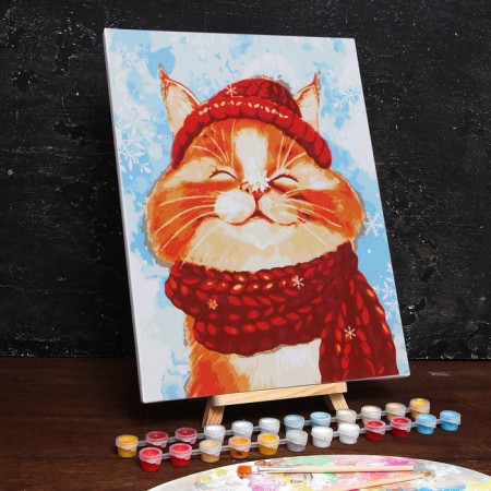 Picture on numbers on a canvas with a subframe "contented cat", 30 x 40 cm-1
