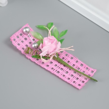 A set of decorative bouquets (12 pcs) "Rose" 5x9 cm, pink-1