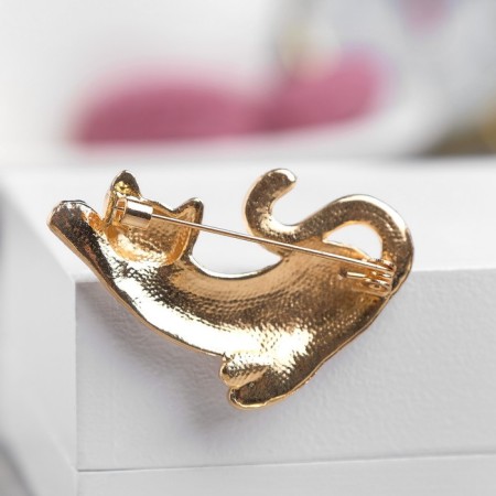 Brooch "Cat" Lisice, Colored in Gold-2