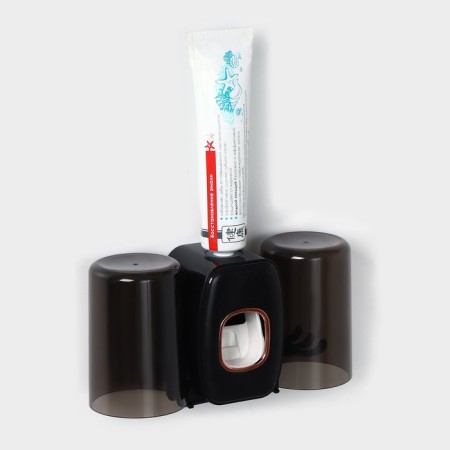 Holder for toothbrushes with a toothpaste, a glass of 2 pcs, 20 × 10.2 × 6.2 cm, black color-3