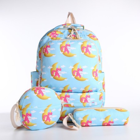 A backpack with a zipper, bag, cosmetic bag, blue color-4