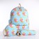 A backpack with a zipper, bag, cosmetic bag, blue color