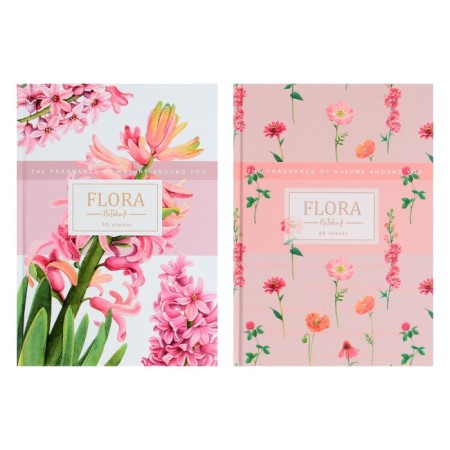 A5 BUSINESS BLOCK, 80 sheets in the FLORA line, Euro-format, hard cover, matte lamination, selective varnish, offset block, mix