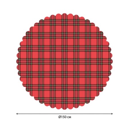 The tablecloth “Red-black cage”, round, Saten, D = 150 cm-1