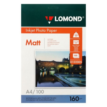 Photo paper for jet print A4, 100 sheets Lomond, 160 g/m2, one -sided, matte