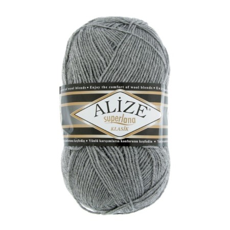 Yarn "Superlana Klasik" 25% wool, 75% acrylic 280m/100g (21 gray melange)-1