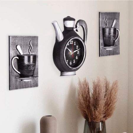 Wall -wall clocks for the kitchen "Sangino", silent, 26.5 x 24 cm, black silver, aa-1